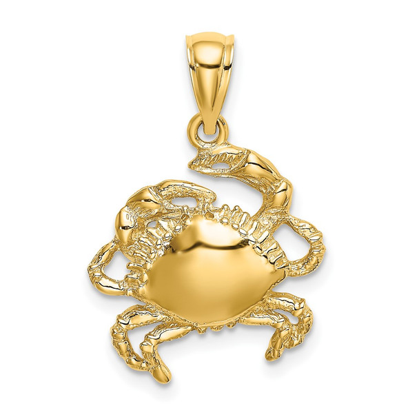 10K Yellow Gold 2-D Crab Charm 10K7629