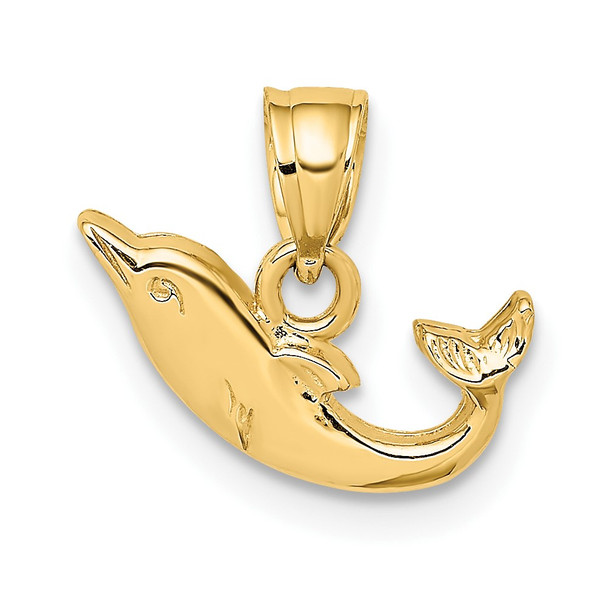 10K Yellow Gold Polished Mini Dolphin Charm