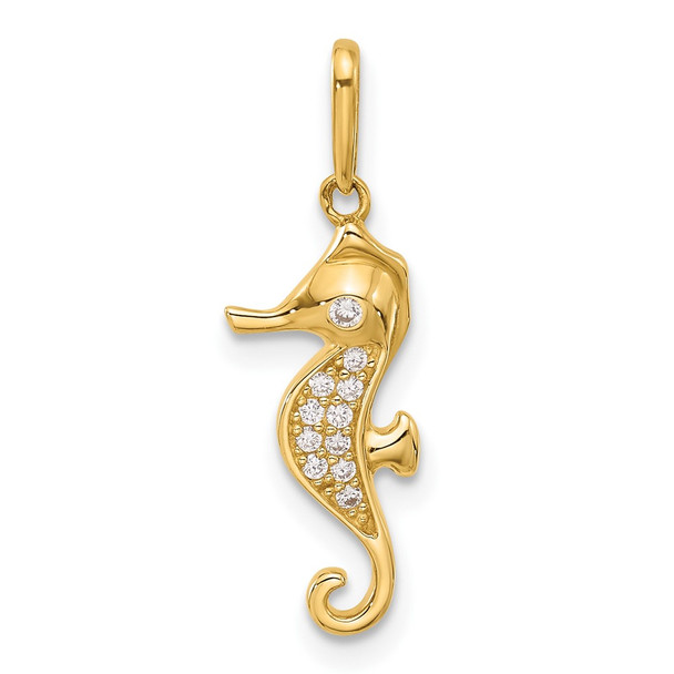 10K Yellow Gold Polished CZ Seahorse Charm