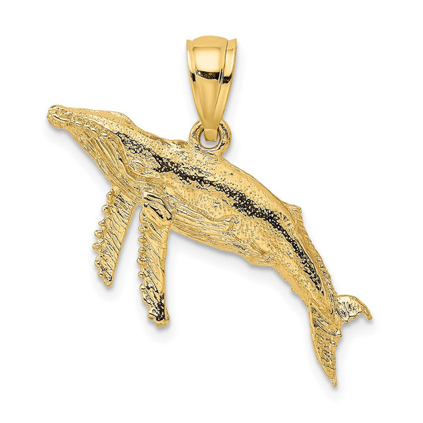 10K Yellow Gold 2-D Textured Whale Charm