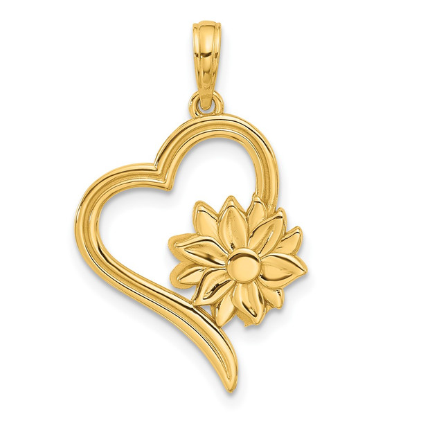 14K Yellow Gold Fancy Heart and Flower Charm
