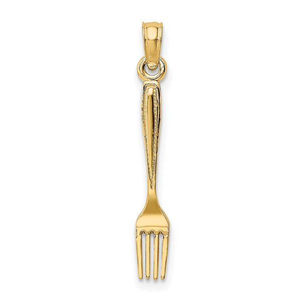 10K Yellow Gold 3-D and Polished Table Fork Charm