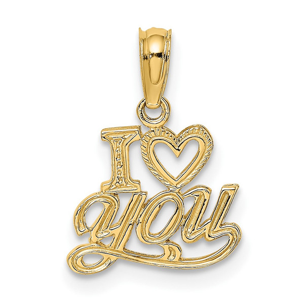 10K Yellow Gold Polished and Textured I HEART YOU Charm