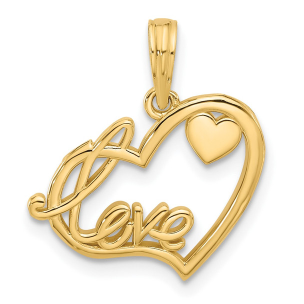 14K Yellow Gold Polished Fancy Love and Hearts Charm