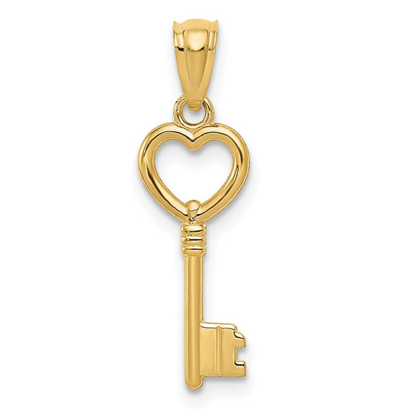 10K Yellow Gold Polished Heart Key Charm