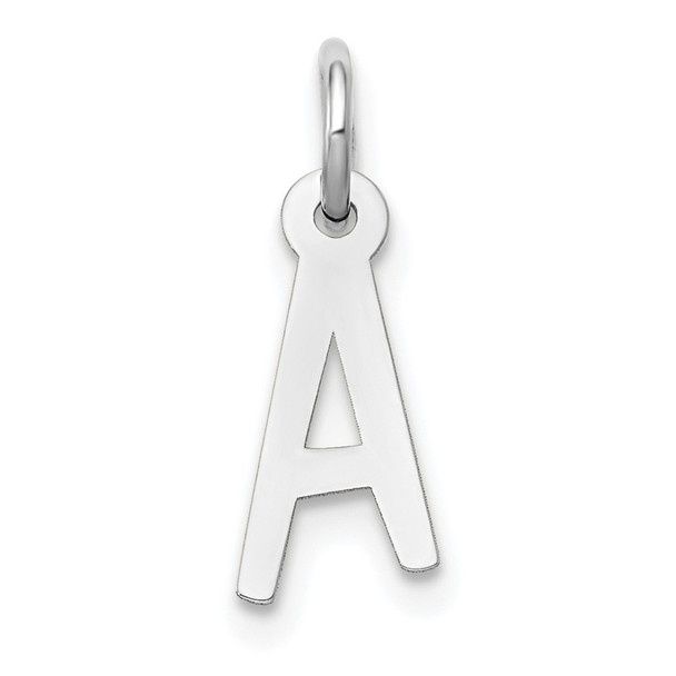 10k White Gold Small Slanted Block Initial A Charm