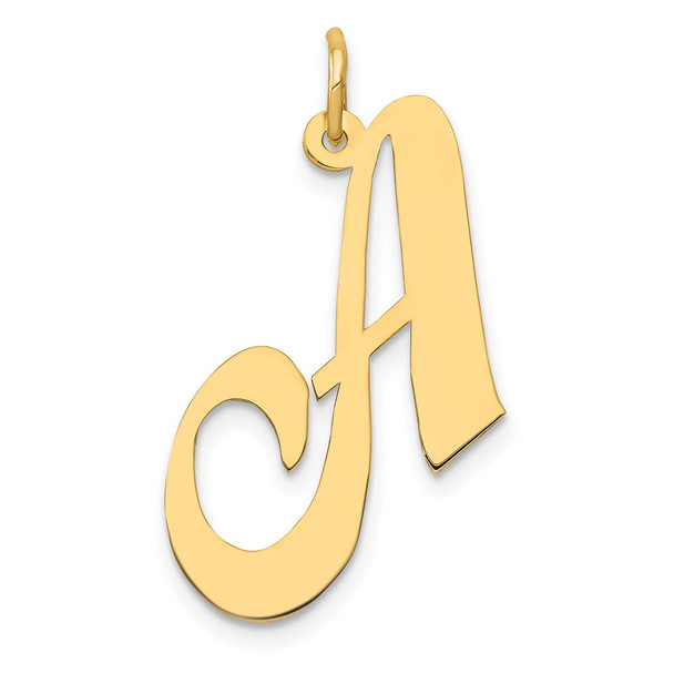 10K Yellow Gold Large Fancy Script Letter A Initial Charm
