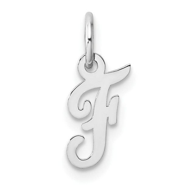 14k White Gold Small Script Letter F Initial Charm