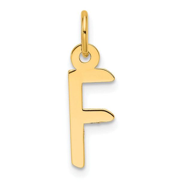 14K Yellow Gold Slanted Block Letter F Initial Charm