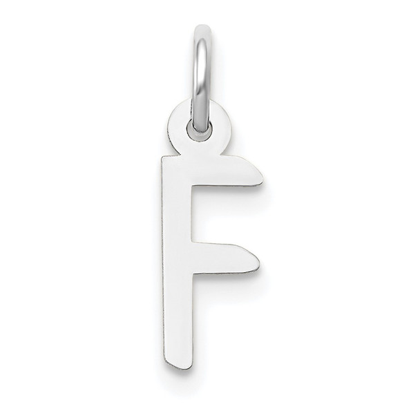 10k White Gold Small Slanted Block Initial F Charm
