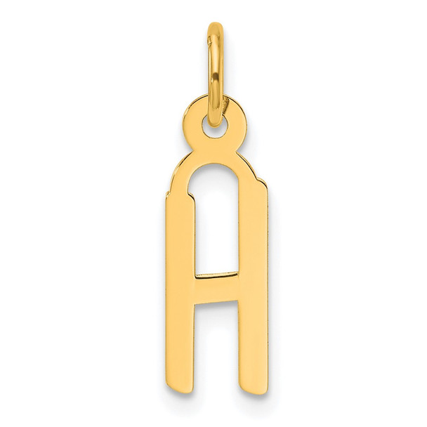 14K Yellow Gold Slanted Block Letter H Initial Charm