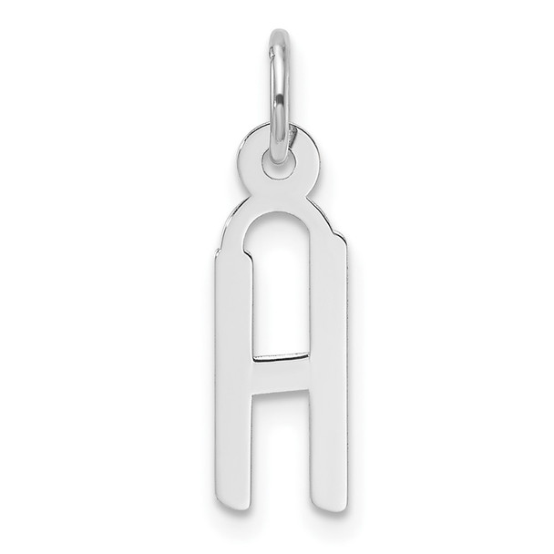 14K White Gold Slanted Block Letter H Initial Charm