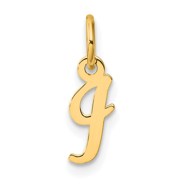 14K Yellow Gold Small Script Letter I Initial Charm