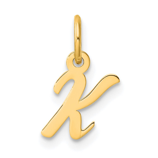 14K Yellow Gold Small Script Letter K Initial Charm