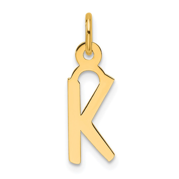 14K Yellow Gold Slanted Block Letter K Initial Charm