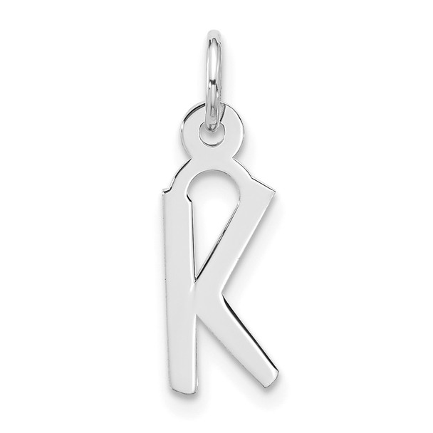 10k White Gold Large Slanted Block Initial K Charm