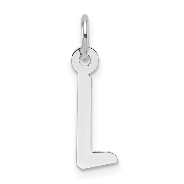 14K White Gold Slanted Block Letter L Initial Charm