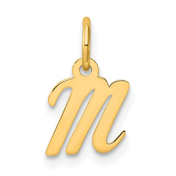 14K Yellow Gold Small Script Letter M Initial Charm