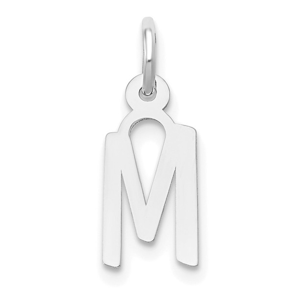 10k White Gold Small Slanted Block Initial M Charm