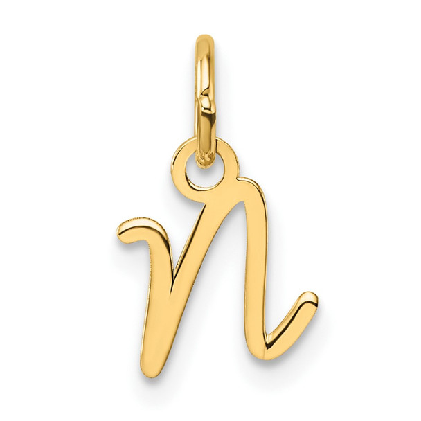 14K Yellow Gold Uppercase Letter N Initial Charm