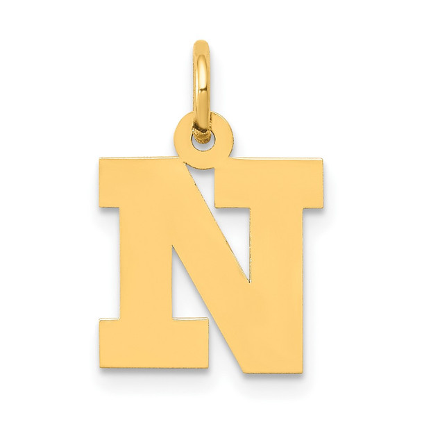 10K Yellow Gold Small Block Initial N Charm