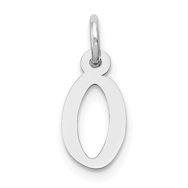 10k White Gold Small Slanted Block Initial O Charm