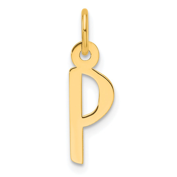 14K Yellow Gold Slanted Block Letter P Initial Charm