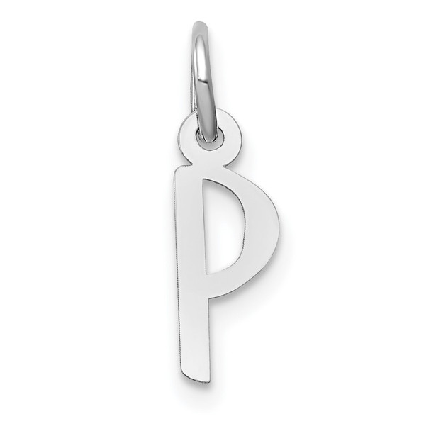 10k White Gold Small Slanted Block Initial P Charm