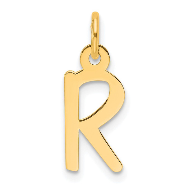 14K Yellow Gold Slanted Block Letter R Initial Charm