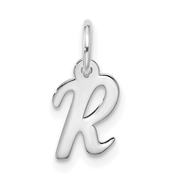 10k White Gold Small Script Initial R Charm 10WC1556R