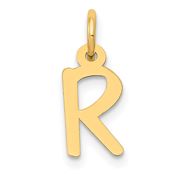 10K Yellow Gold Small Slanted Block Initial R Charm