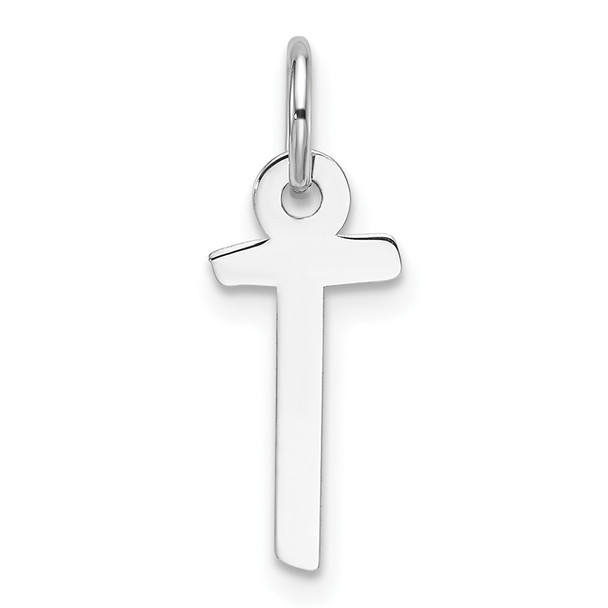 14K White Gold Slanted Block Letter T Initial Charm