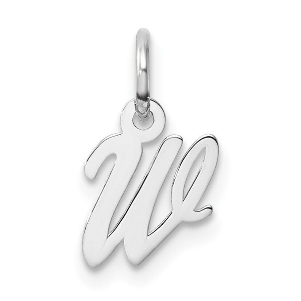 14k White Gold Small Script Letter W Initial Charm