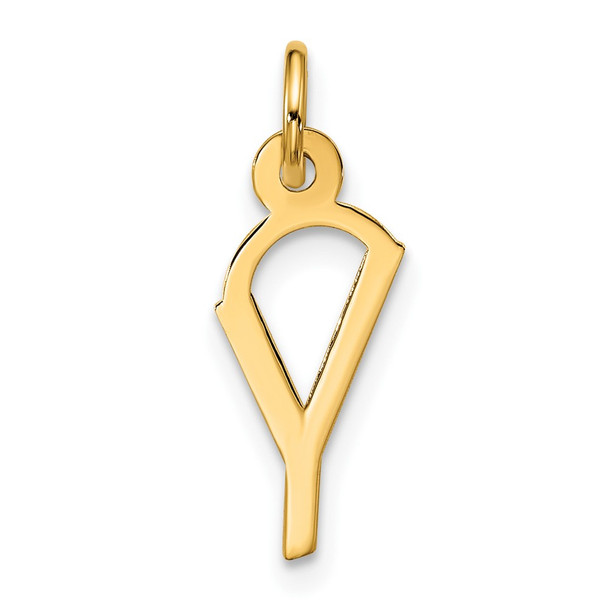 10K Yellow Gold Large Slanted Block Initial Y Charm