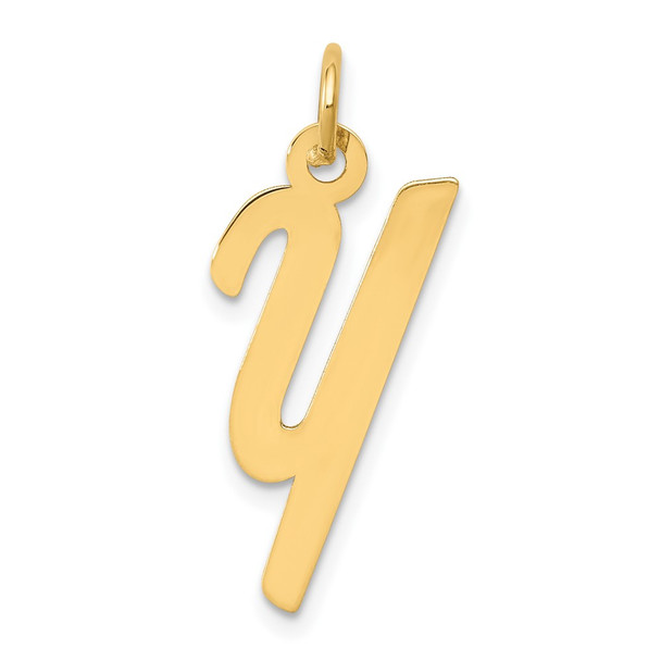 10K Yellow Gold Medium Script Letter Y Initial Charm