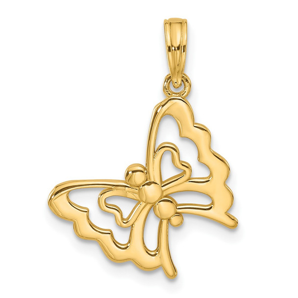 14K Yellow Gold Polished Fancy Butterfly Charm D5587