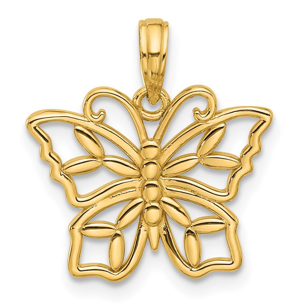 14K Yellow Gold Polished Fancy Butterfly Charm D5576