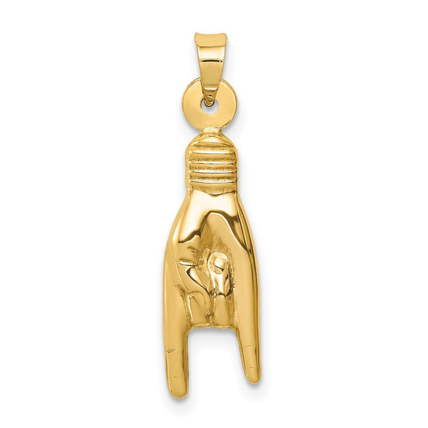 10K Yellow Gold 3D Hollow Rock On Sign Charm 10K6393