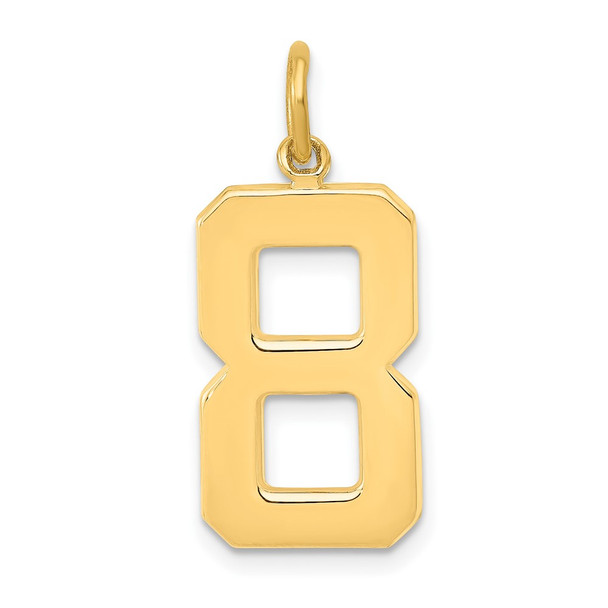 10K Yellow Gold Casted Large Polished Number 8 Charm