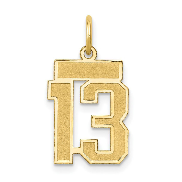 10K Yellow Gold Small Satin Number 13 Charm