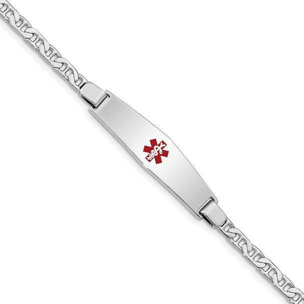 7" Sterling Silver Rhodium-plated Medical ID Anchor Link Bracelet XSM47-7 with Free Engraving