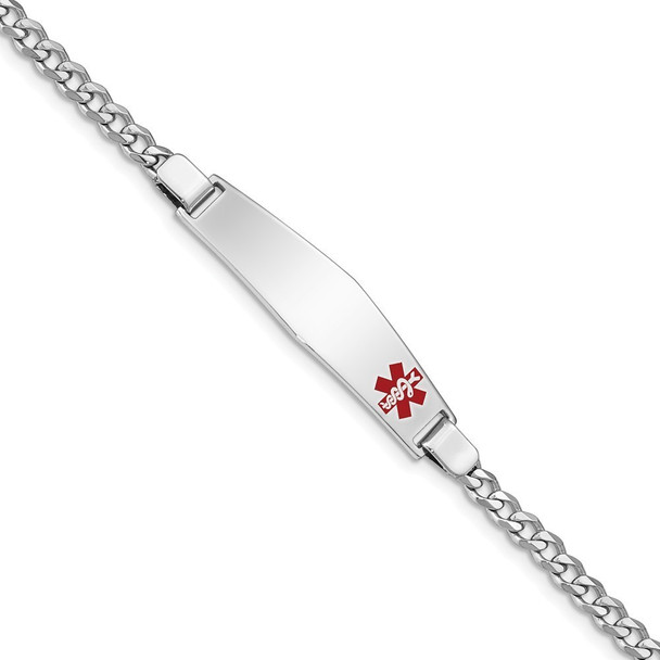 8" Sterling Silver Rhodium-plated Medical ID Curb Link Bracelet XSM21-8 with Free Engraving