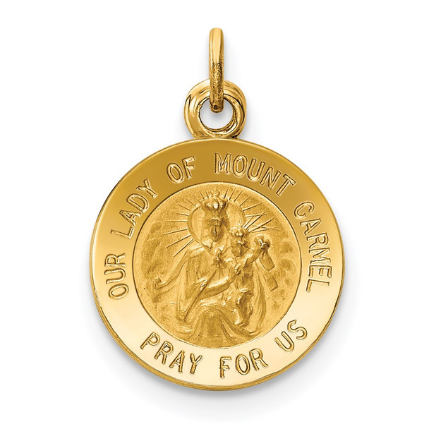 14K Yellow Gold Our Lady of Mt. Carmel Medal Charm XR651