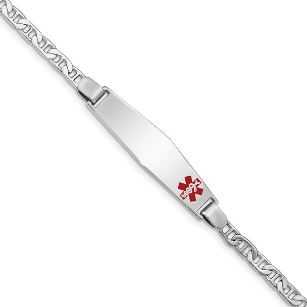 8" Sterling Silver Rhodium-plated Medical ID Anchor Link Bracelet XSM23-8 with Free Engraving