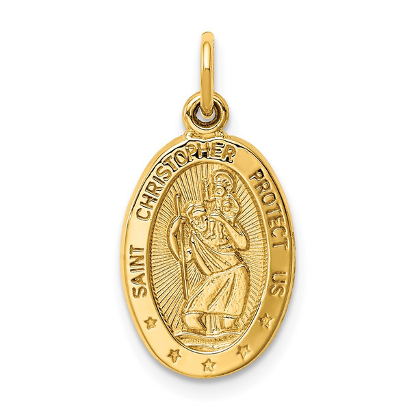 14K Yellow Gold Saint Christopher Medal Charm C821