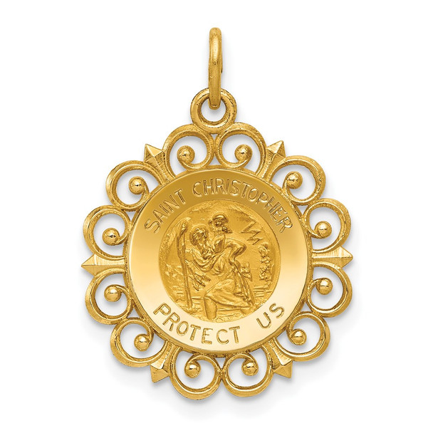 14K Yellow Gold Saint Christopher Medal Charm XR381