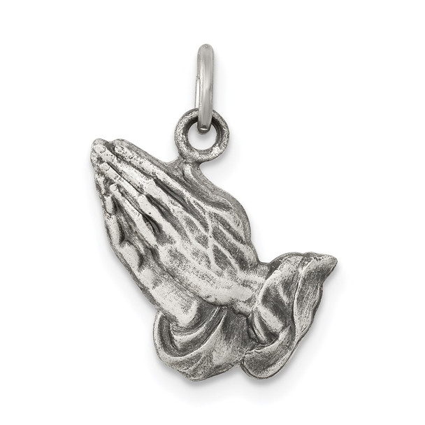 Sterling Silver Antiqued Praying Hands Charm QC5798