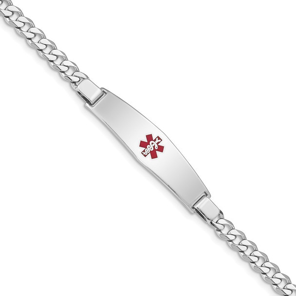 8" Sterling Silver Rhodium-plated Medical ID Curb Link Bracelet XSM45-8 with Free Engraving