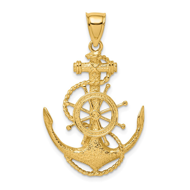 10K Yellow Gold 2-D Anchor and Wheel Charm