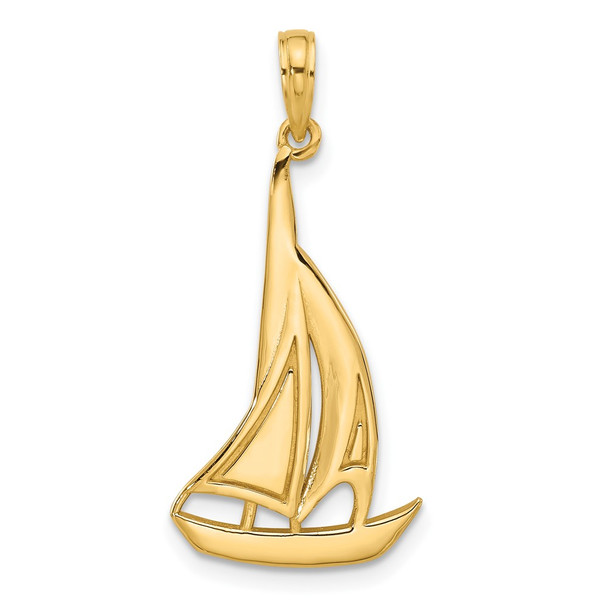 14K Yellow Gold Polished Sailboat Charm